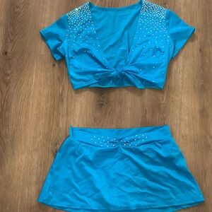 Blue Rhinestone NFL Cheer Two-Piece Set
